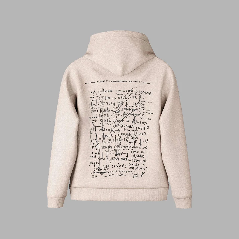 Blvck x Basquiat 'Crown' Hoodie Cream Hoodie with Mesh Breathable Sporty