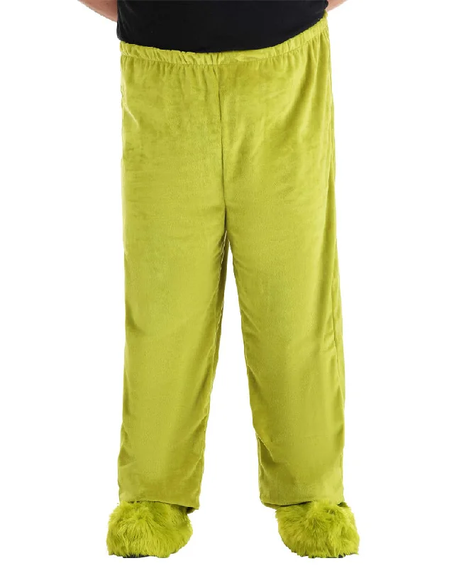 Dr Seuss The Grinch Adult Velboa Plus Size Pants Trendy Wide-Legged Trousers