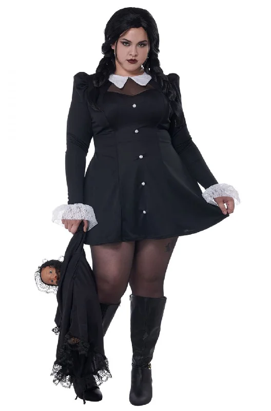 Gothic Mini Dress Costume - Plus Size Fashionable Off-Shoulder Mini Dress