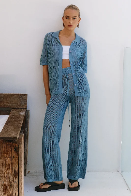 SMITH PANT - STEEL Elegant High-Waist Pants