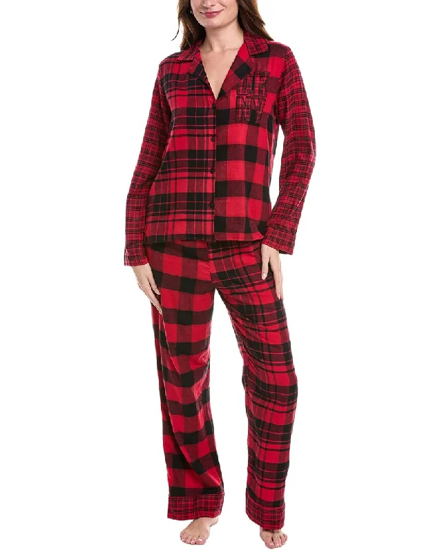 Dkny 2Pc Notch Top & Pant Sleep Set Soft Cotton Pants