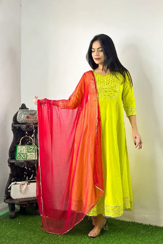 NOZ2TOZ Women Party Wear Printed Rayon Kurta With Pant And Dupatta Set - Parrot Green Soft Cotton Pants NOZ2TOZ Women Party Wear Printed Rayon Kurta With Pant And Dupatta Set - Parrot Green Soft Cotton Pants