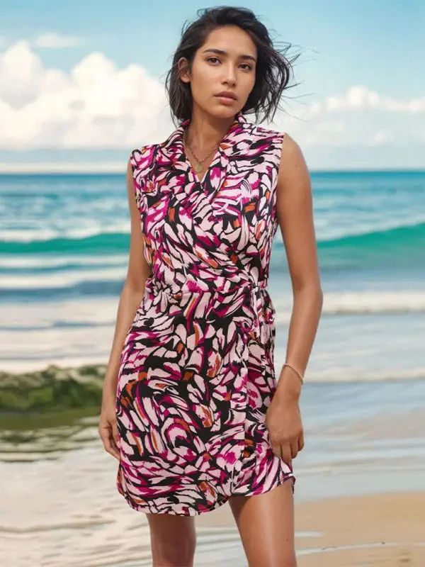 Blue Zone Planet |  Summer ethnic style one piece dress Tunics Satin smooth