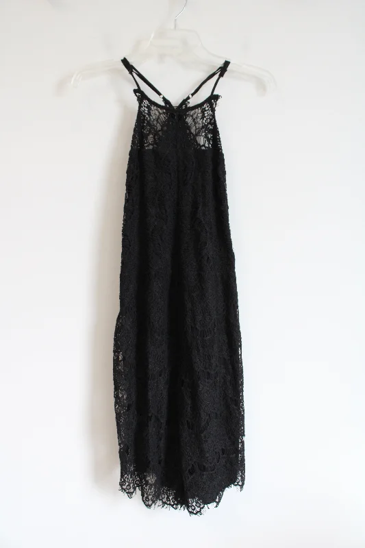 NEW Free People She's Got It Black Lace Mini Dress | M Elegant Satin Lace Mini Dress NEW Free People She's Got It Black Lace Mini Dress | M Elegant Satin Lace Mini Dress