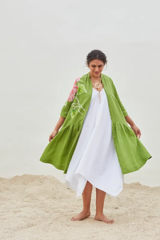 White Cotton Long Dress Tunics Fashionable chic
