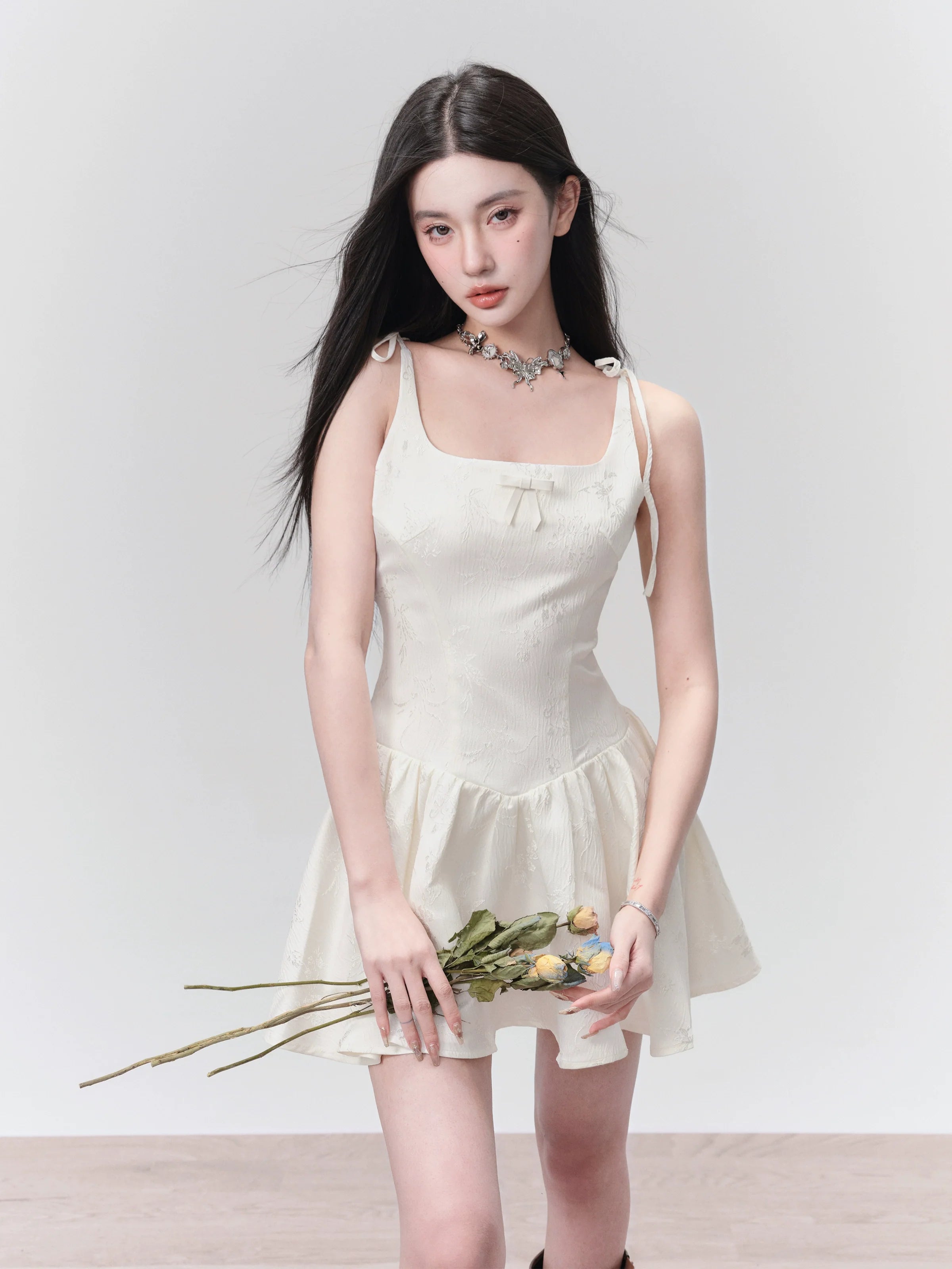 Ballet Rose Mini Dress Elegant Silk Mini Dress