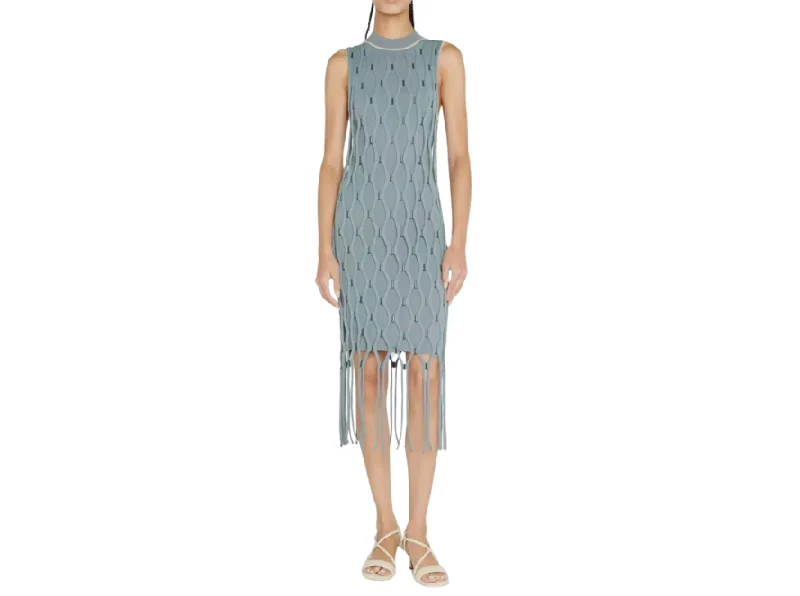 Jonathan Simkhai "Mariel" Compact Mesh Fringe Mini Dress Classic Solid Mini Dress