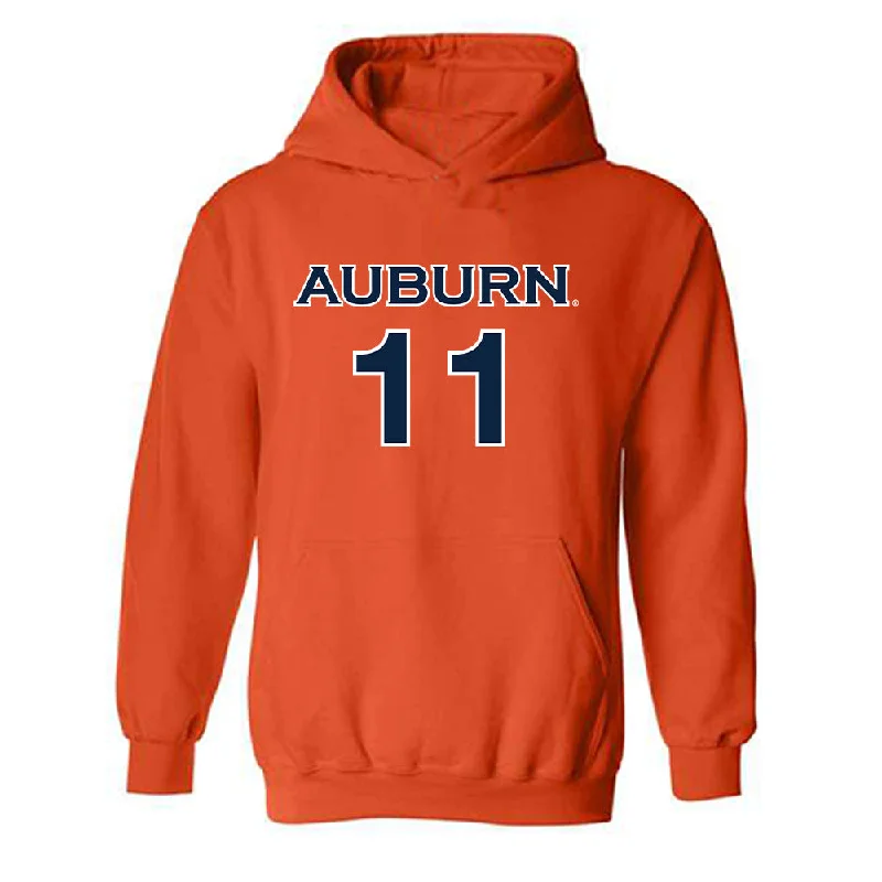 Auburn - NCAA Women's Soccer : LJ Knox - Orange Replica Shersey Hooded Sweatshirt Hoodie with Camouflage Military Edgy Auburn - NCAA Women's Soccer : LJ Knox - Orange Replica Shersey Hooded Sweatshirt Hoodie with Camouflage Military Edgy