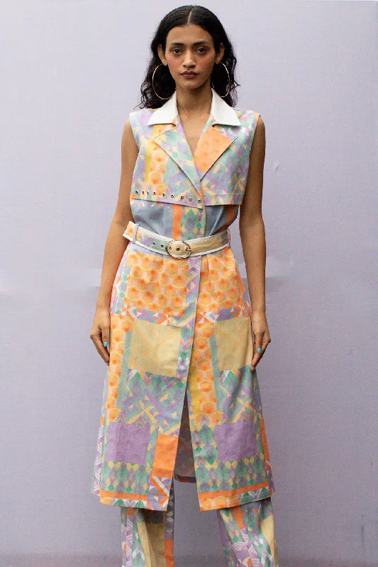 Multi-Geo Printed Denim Straight Pants High-Waist Jeans