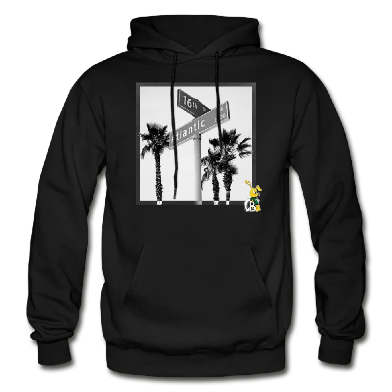 1600 Atlantic | Black Hoodie Hoodie with Monochrome Minimalist Simple