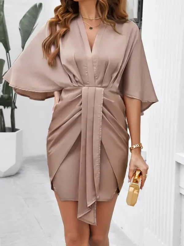 Blue Zone Planet | Elegant solid color waist dress for spring and summer Tunics Solid Classic Blue Zone Planet | Elegant solid color waist dress for spring and summer Tunics Solid Classic