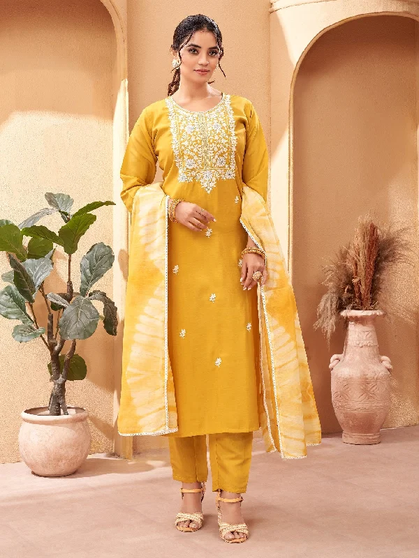 NOZ2TOZ Women Party Wear Embroidery Worked Kurta With Pant And Dupatta Set - Mustard Cozy Maternity Pants NOZ2TOZ Women Party Wear Embroidery Worked Kurta With Pant And Dupatta Set - Mustard Cozy Maternity Pants