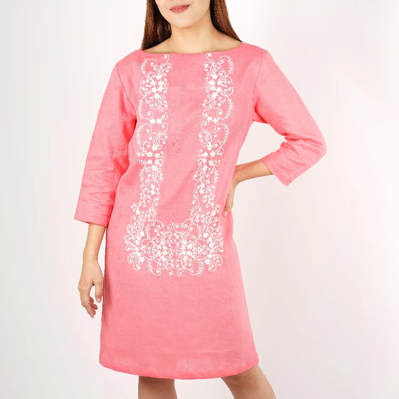Pitchera Dress with Bullion embroidery 3/4 Sleeves Tunics Distressed trendy