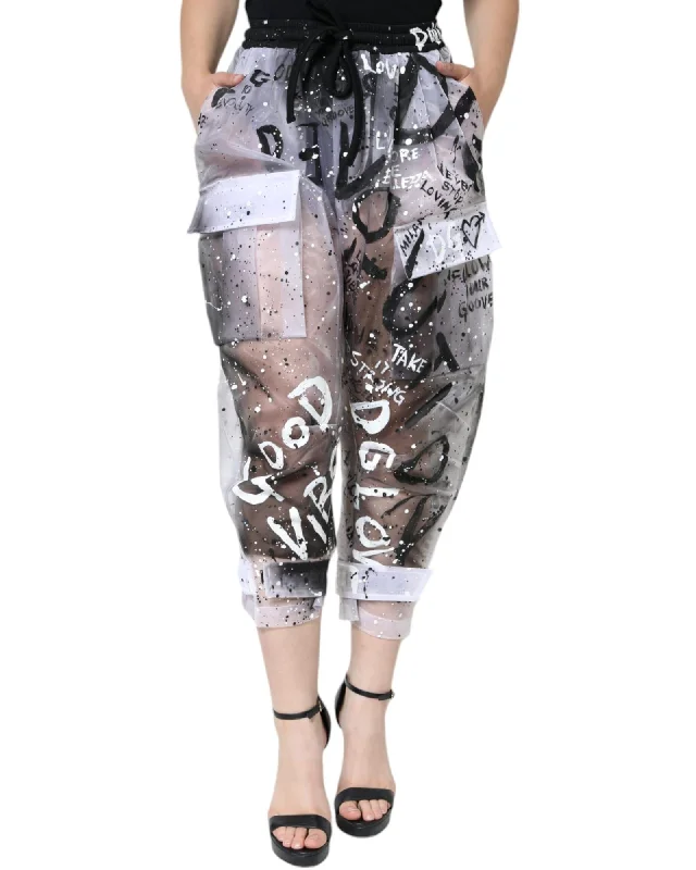 Dolce & Gabbana  Graffiti Print Pants Slim-Fit Khaki Pants