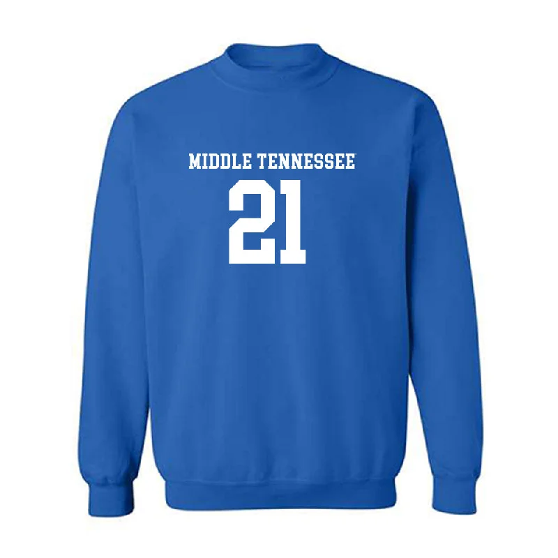 MTSU - NCAA Women's Soccer : Delaney Thomas - Royal Replica Shersey Sweatshirt Hoodie with Exposed Zipper Edgy Industrial MTSU - NCAA Women's Soccer : Delaney Thomas - Royal Replica Shersey Sweatshirt Hoodie with Exposed Zipper Edgy Industrial