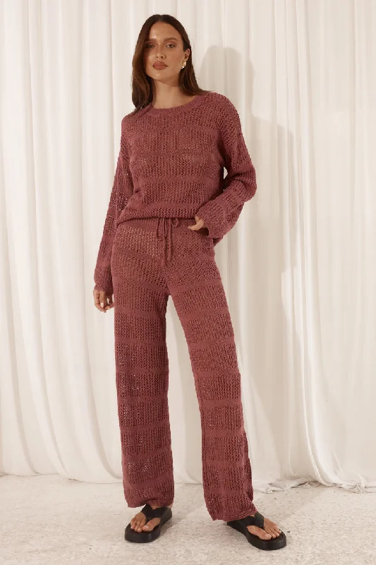 CRAWFORD PANT - ROSE Trendy Wide-Leg Pants