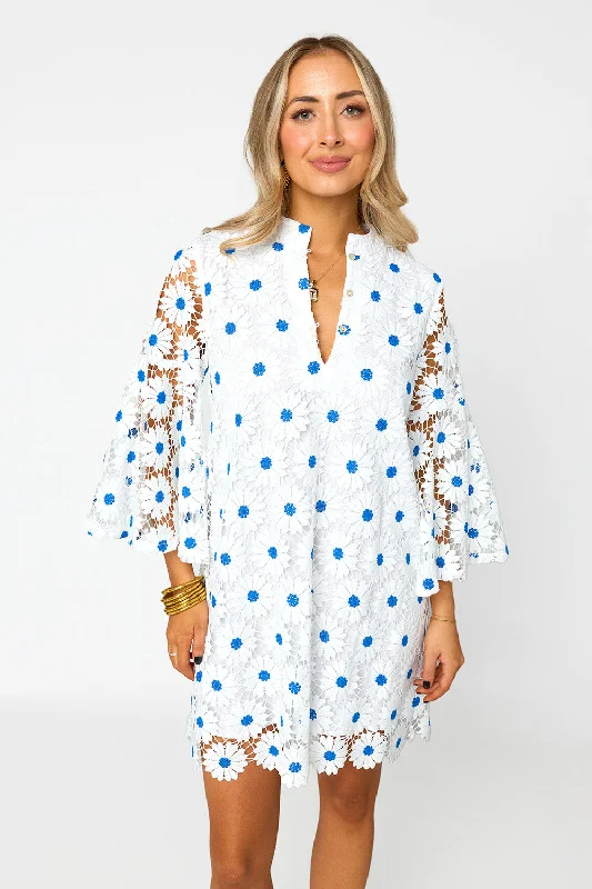 Wren Lace Mini Dress - Ultramarine Fashionable Denim Mini Dress