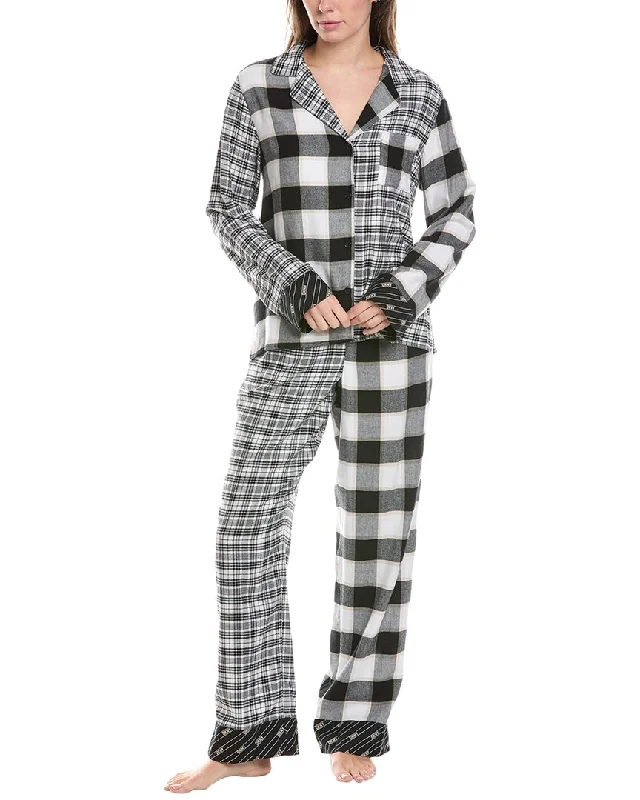 Dkny 2Pc Notch Top & Pant Sleep Set Relaxed Fit Trousers