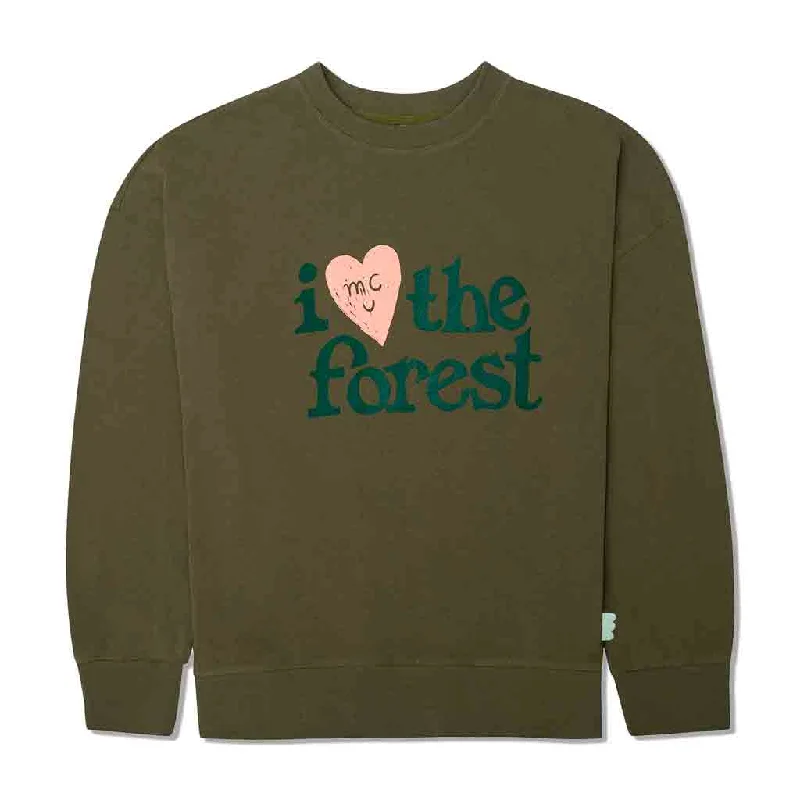 I Love The Forest Adult Sweatshirt - Olive Hoodie with Sequins Glamorous Eye-catching I Love The Forest Adult Sweatshirt - Olive Hoodie with Sequins Glamorous Eye-catching