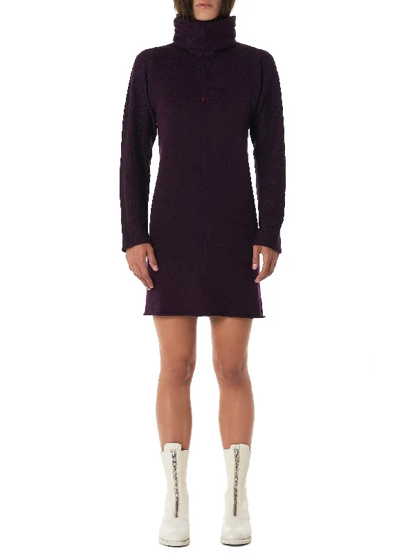 Single Cut Turtleneck Dress (NTW221DNL-FMW1-WINE) Tunics Sophisticated sleek