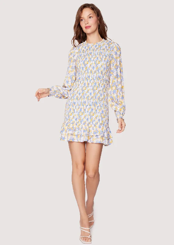 Dazzling Bloom Smocked Mini Dress Chic Pleated Mini Dress