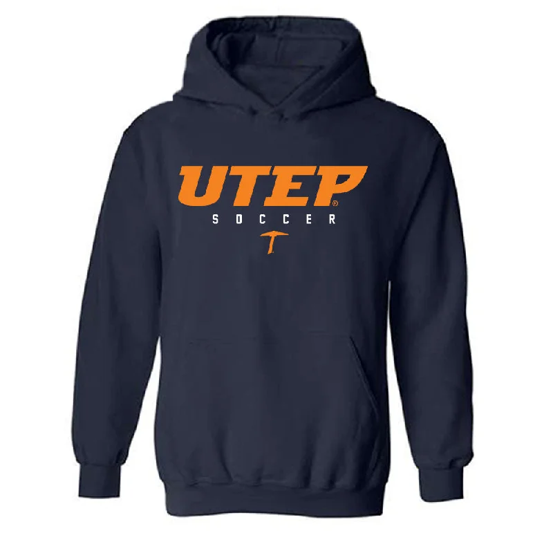 UTEP - NCAA Women's Soccer : Ashlyn Neireiter - Navy Classic Shersey Hooded Sweatshirt Hoodie with Frayed Bohemian Relaxed UTEP - NCAA Women's Soccer : Ashlyn Neireiter - Navy Classic Shersey Hooded Sweatshirt Hoodie with Frayed Bohemian Relaxed