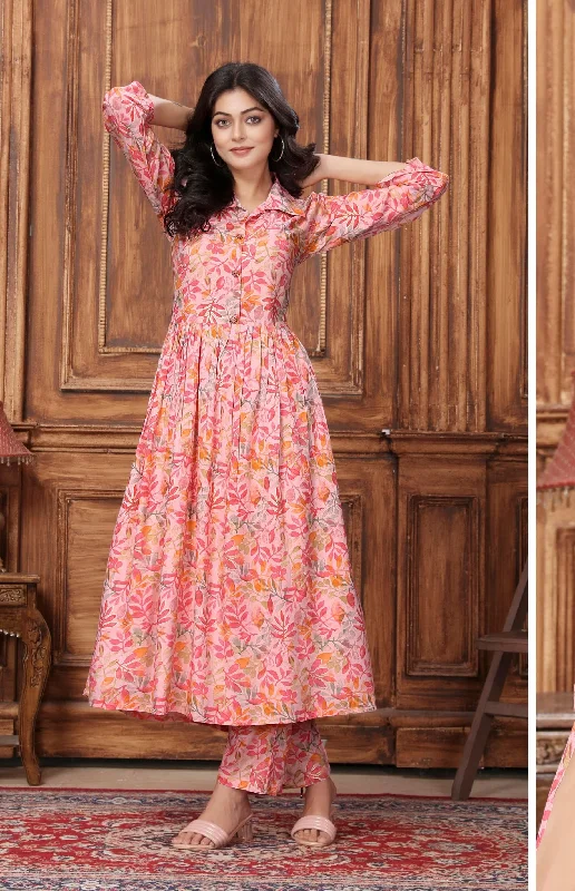 NOZ2TOZ Women Party Wear Flower Printed Co-Ord Set With Pant - Peach Stylish Harem Pants NOZ2TOZ Women Party Wear Flower Printed Co-Ord Set With Pant - Peach Stylish Harem Pants