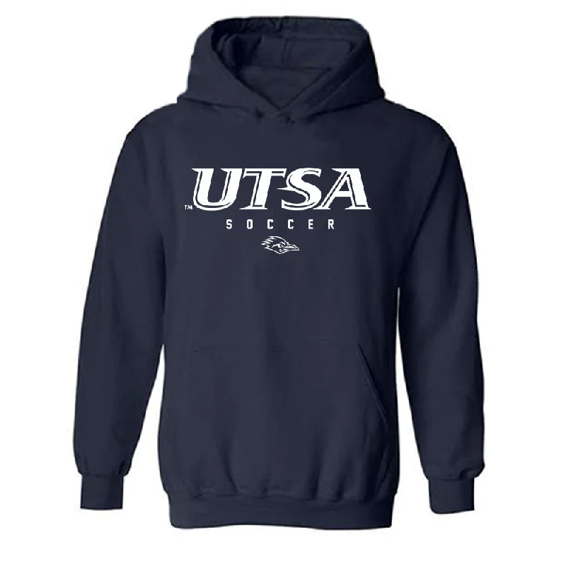UTSA - NCAA Women's Soccer : Olivia Alvarez - Navy Classic Shersey Hooded Sweatshirt Hoodie with Elastic Cuffs Stretchable Comfortable