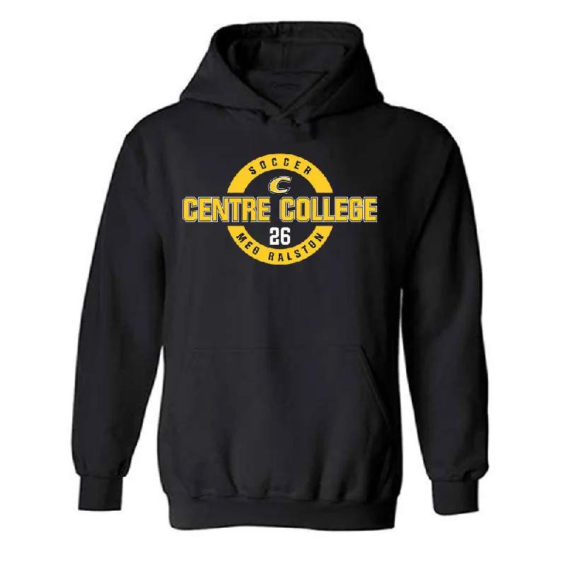Centre College - NCAA Women's Soccer : Meg Ralston - Black Classic Fashion Shersey Hooded Sweatshirt Zip Hoodie Drawstring Kangaroo Pocket Centre College - NCAA Women's Soccer : Meg Ralston - Black Classic Fashion Shersey Hooded Sweatshirt Zip Hoodie Drawstring Kangaroo Pocket