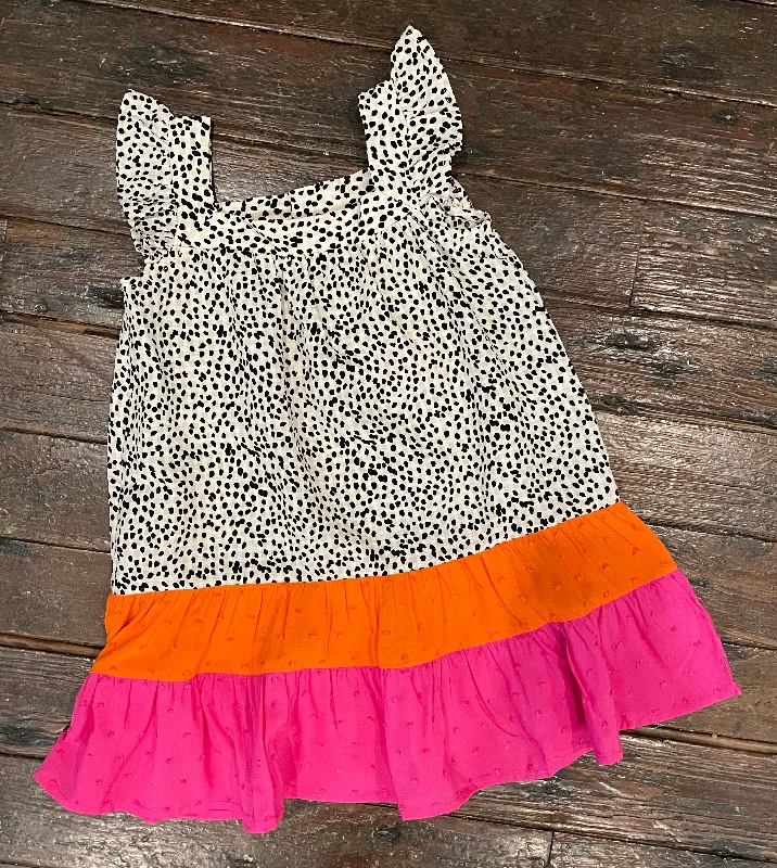 Oddi Spotted Color Block Dress Tunic Top Casual