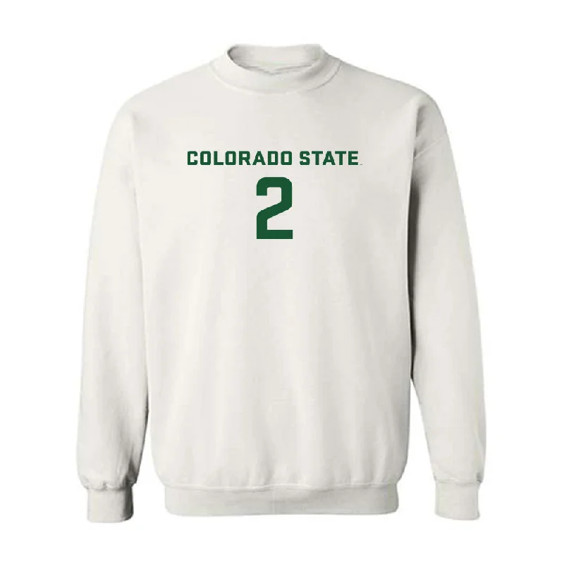 Colorado State - NCAA Women's Soccer : Kenady Leighton - White Replica Shersey Sweatshirt Hoodie with Typography Text Message Colorado State - NCAA Women's Soccer : Kenady Leighton - White Replica Shersey Sweatshirt Hoodie with Typography Text Message