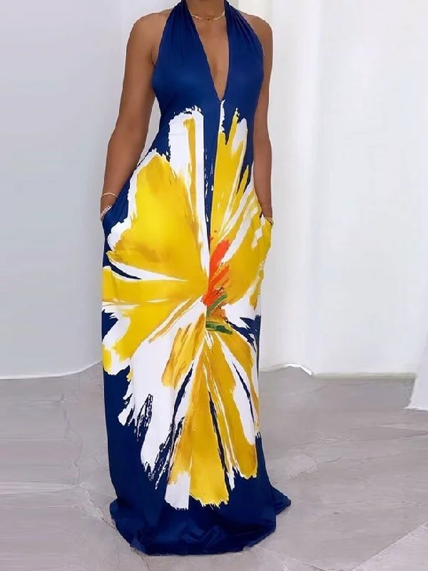 Plus Size Sexy Printed Loose Dress Tunics Summer linen