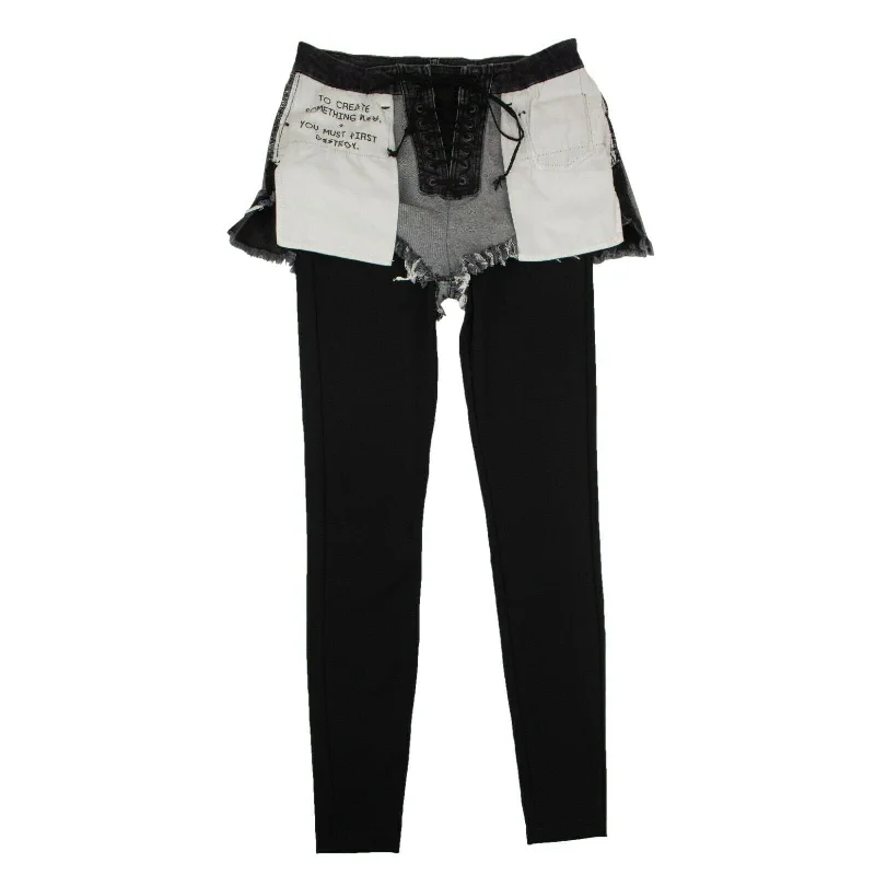 UNRAVEL PROJECT Denim Deconstructed Slim-Fit Pants Casual Drawstring Pants