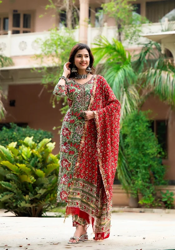 NOZ2TOZ Women Multicolour Printed Viscose Rayon Kurta, Pant And Dupatta Set Casual Wide Pants NOZ2TOZ Women Multicolour Printed Viscose Rayon Kurta, Pant And Dupatta Set Casual Wide Pants