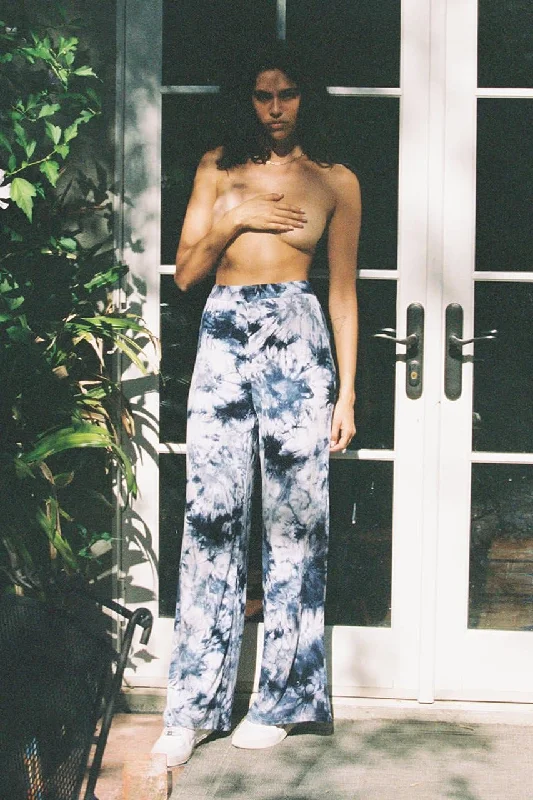 Tye Dry Pants - Navy Tie Dye High-Waist Yoga Pants