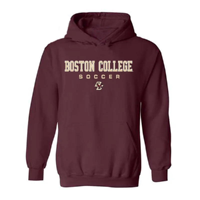 Boston College - NCAA Women's Soccer : Olivia Shippee - Maroon Classic Hooded Sweatshirt Hoodie with Belted Waist Structured Tailored