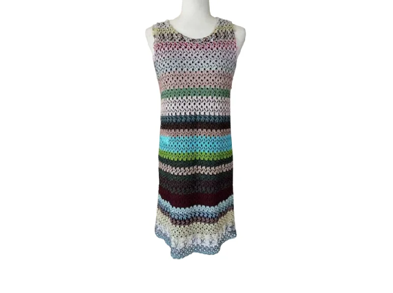 Missoni Metallic Sparkly Lurex Sleeveless Mini Dress Cozy Satin Mini Dress