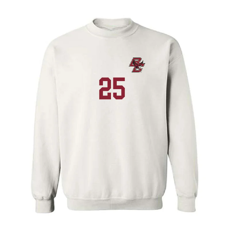 Boston College - NCAA Women's Soccer : Sophia Lowenberg - White Replica Sweatshirt Hoodie with Drawstring Waist Adjustable Fitted Boston College - NCAA Women's Soccer : Sophia Lowenberg - White Replica Sweatshirt Hoodie with Drawstring Waist Adjustable Fitted
