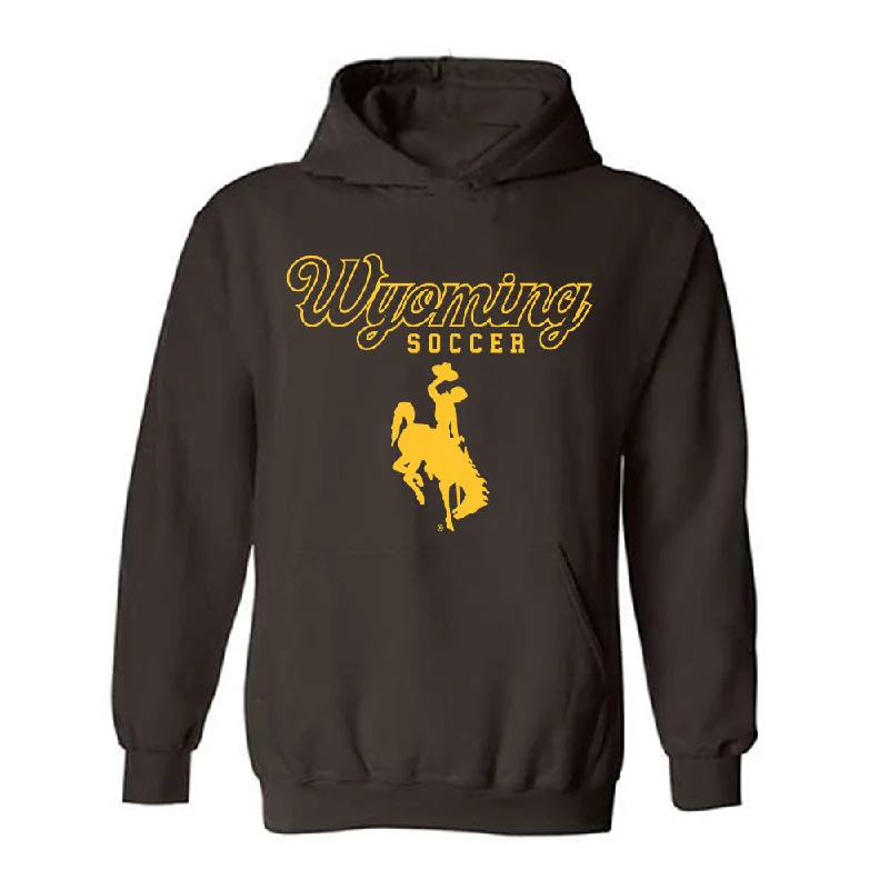 Wyoming - NCAA Women's Soccer : Gabby Clutter - Brown Classic Shersey Hooded Sweatshirt Hoodie with Hem Detail Decorative Unique Wyoming - NCAA Women's Soccer : Gabby Clutter - Brown Classic Shersey Hooded Sweatshirt Hoodie with Hem Detail Decorative Unique