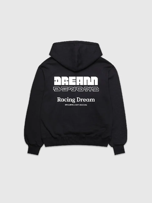 Racing Dream Beyond Hoodie Black Hoodie with High Neck Warm Protective