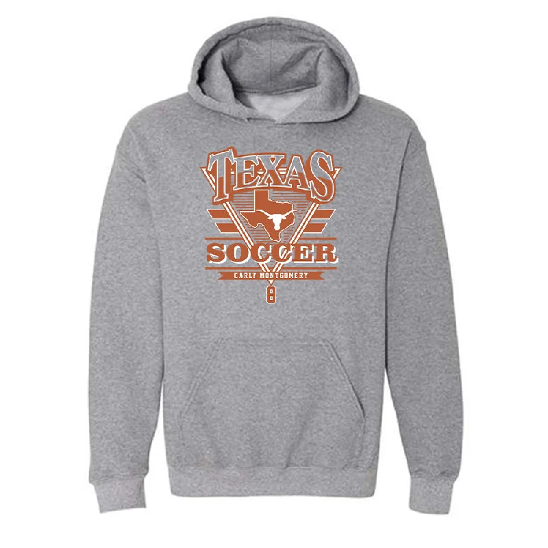 Texas - NCAA Women's Soccer : Carly Montgomery - Hooded Sweatshirt Hoodie with Monochrome Minimalist Simple Texas - NCAA Women's Soccer : Carly Montgomery - Hooded Sweatshirt Hoodie with Monochrome Minimalist Simple