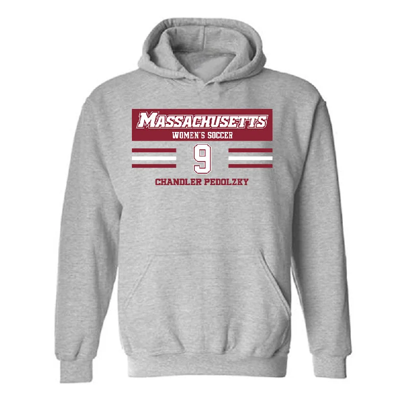 UMass - NCAA Women's Soccer : Chandler Pedolzky - Hooded Sweatshirt Classic Fashion Shersey Hoodie with Distressed Vintage Worn UMass - NCAA Women's Soccer : Chandler Pedolzky - Hooded Sweatshirt Classic Fashion Shersey Hoodie with Distressed Vintage Worn