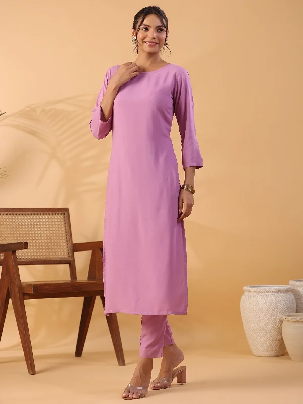 NOZ2TOZ Women Party Wear Viscose Rayon Straight Cut Kurta With Pant - Pink Soft Sweatpants Style NOZ2TOZ Women Party Wear Viscose Rayon Straight Cut Kurta With Pant - Pink Soft Sweatpants Style