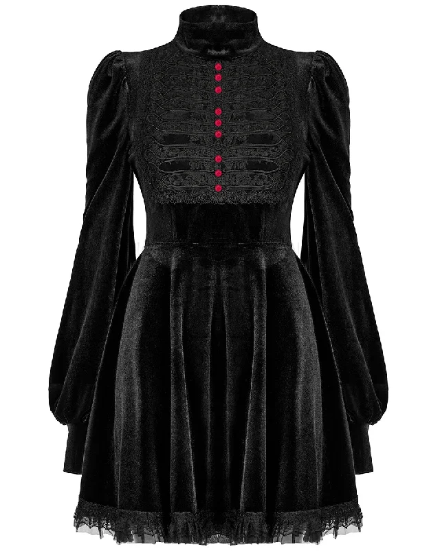 Punk Rave Daily Life Retrogothic Velvet A-Line Mini Dress Elegant Tulle Mini Dress