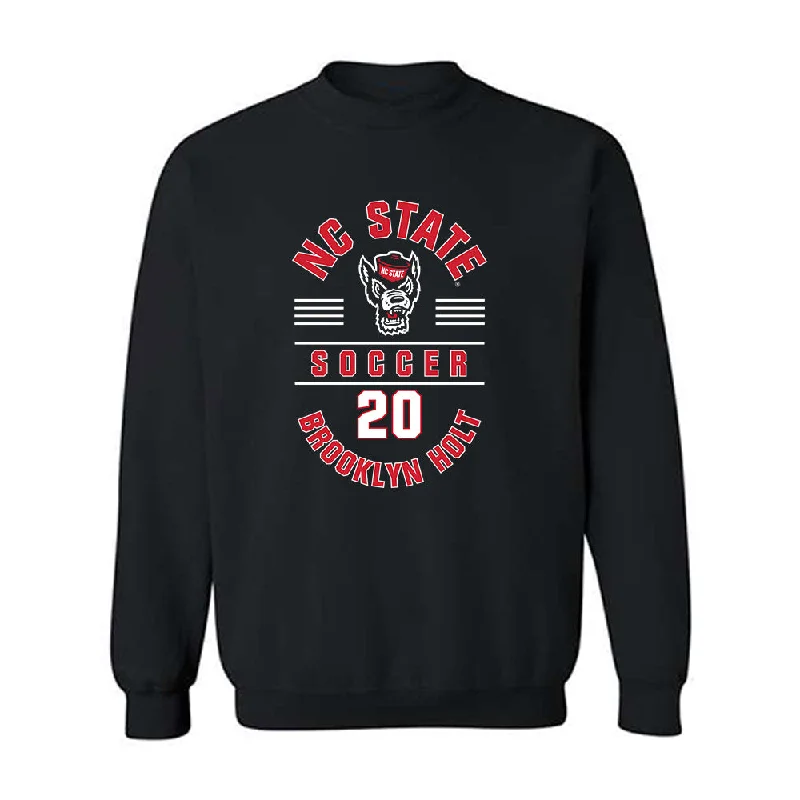 NC State - NCAA Women's Soccer : Brooklyn Holt - Black Classic Fashion Shersey Sweatshirt Hoodie with Hem Fringe Bohemian Relaxed NC State - NCAA Women's Soccer : Brooklyn Holt - Black Classic Fashion Shersey Sweatshirt Hoodie with Hem Fringe Bohemian Relaxed