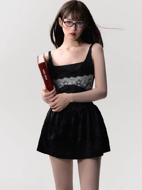 Velvet Lace Mini Dress Fashionable Summer Mini Dress