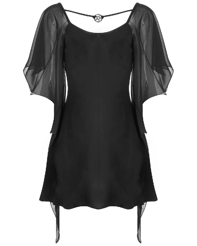 Punk Rave Daily Life Chiffon Bat Wing Mini Dress Classic Floral Print Mini Dress