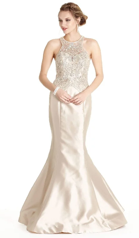 Aspeed Design L1833 - Halter Embellished Prom Dress Boatneck Modish Everyday