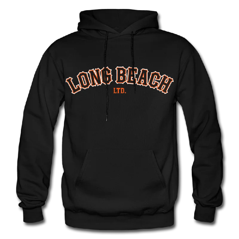 Orange and Black | Black Hoodie Hoodie with Hem Applique Textured Unique