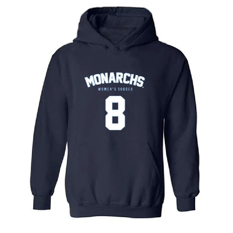 Old Dominion - NCAA Women's Soccer : Riley Mullen - Hooded Sweatshirt Replica Shersey Hoodie with Thumb Holes Functional Cozy Old Dominion - NCAA Women's Soccer : Riley Mullen - Hooded Sweatshirt Replica Shersey Hoodie with Thumb Holes Functional Cozy